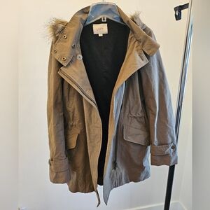 Loft womens green hooded field jacket small petite